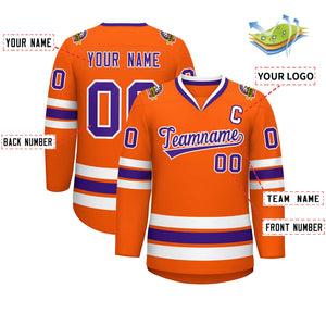 Maillot de hockey de style classique orange violet-blanc personnalisé