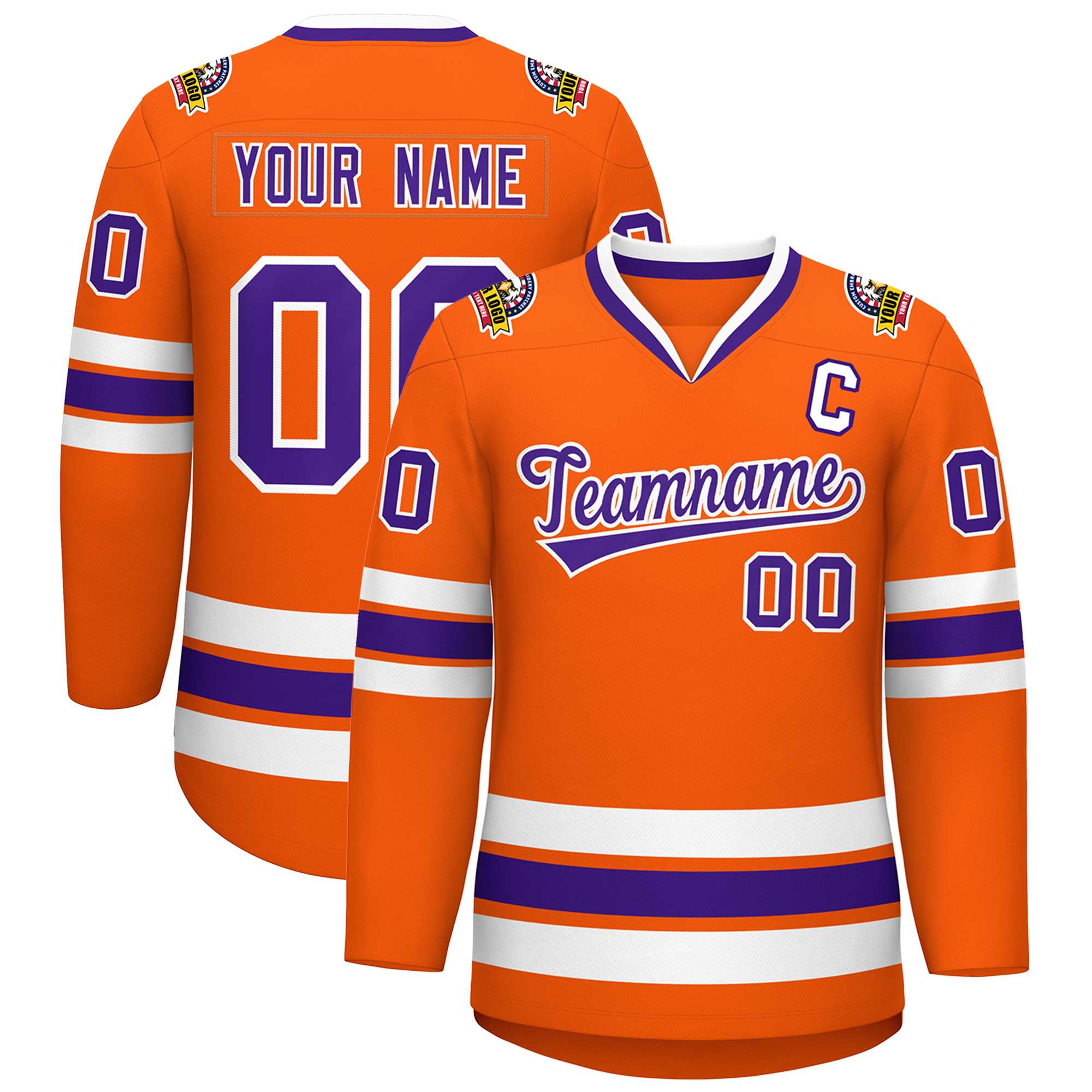 Custom Orange Purple-White Classic Style Hockey Jersey