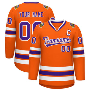 Maillot de hockey de style classique orange violet-blanc personnalisé