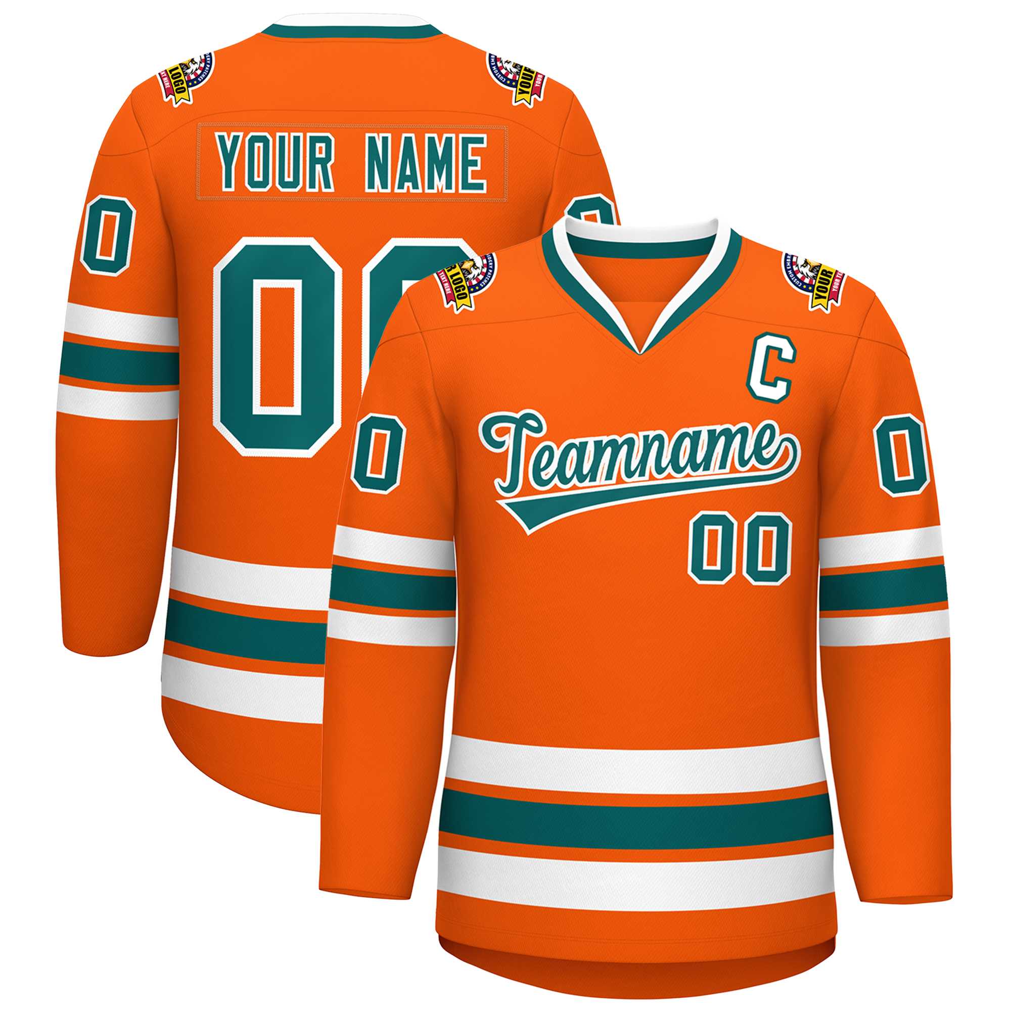 Maillot de hockey de style classique orange Aqua-White personnalisé