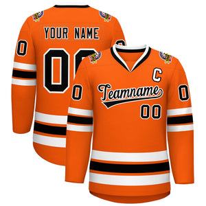 Maillot de hockey de style classique orange noir-blanc personnalisé