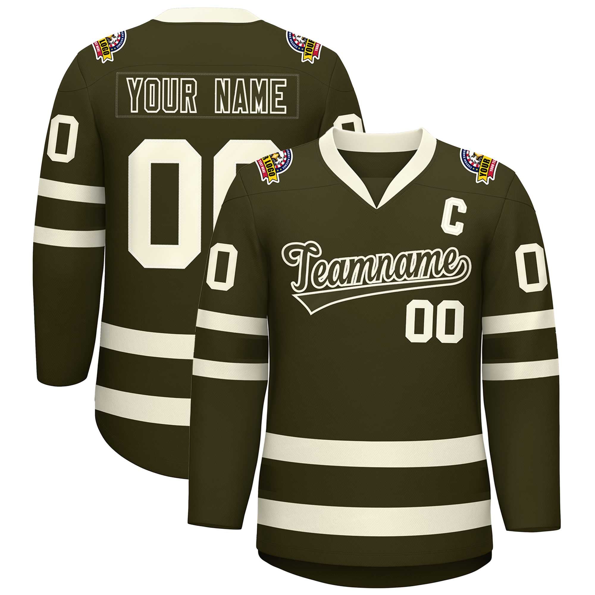 Custom Olive Olive-Khaki Classic Style Hockey Jersey