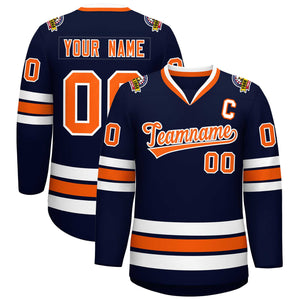 Custom Navy Orange-White Classic Style Hockey Jersey