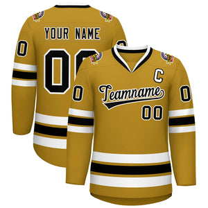 Maillot de hockey de style classique personnalisé Old Gold noir-blanc