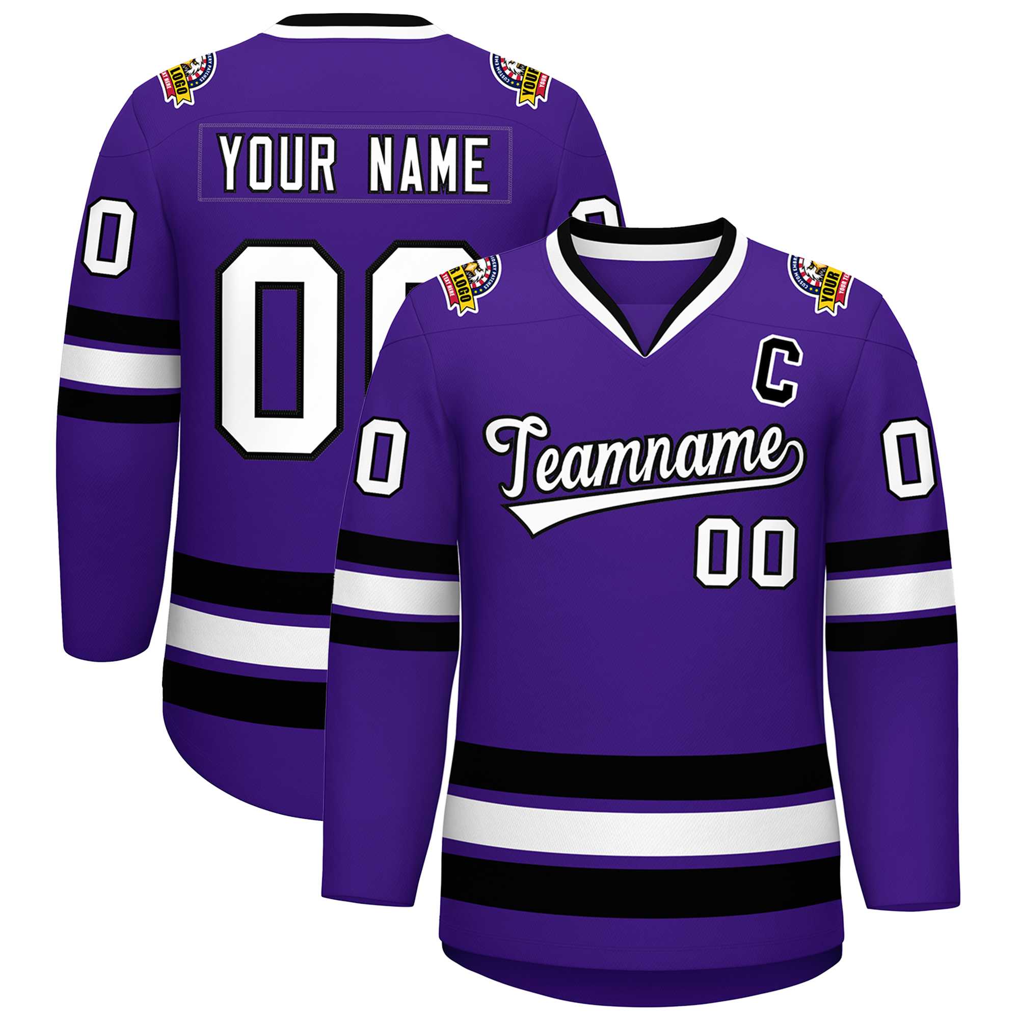 Maillot de hockey de style classique violet blanc-noir personnalisé