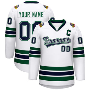 Maillot de hockey de style classique blanc-vert personnalisé blanc marine