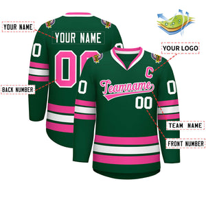 Maillot de hockey de style classique vert rose-blanc personnalisé