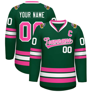 Maillot de hockey de style classique vert rose-blanc personnalisé