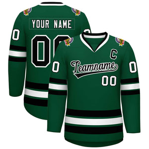 Maillot de hockey de style classique vert noir-blanc personnalisé