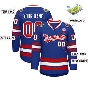 Custom Royal Red-White Classic Style Hockey Jersey