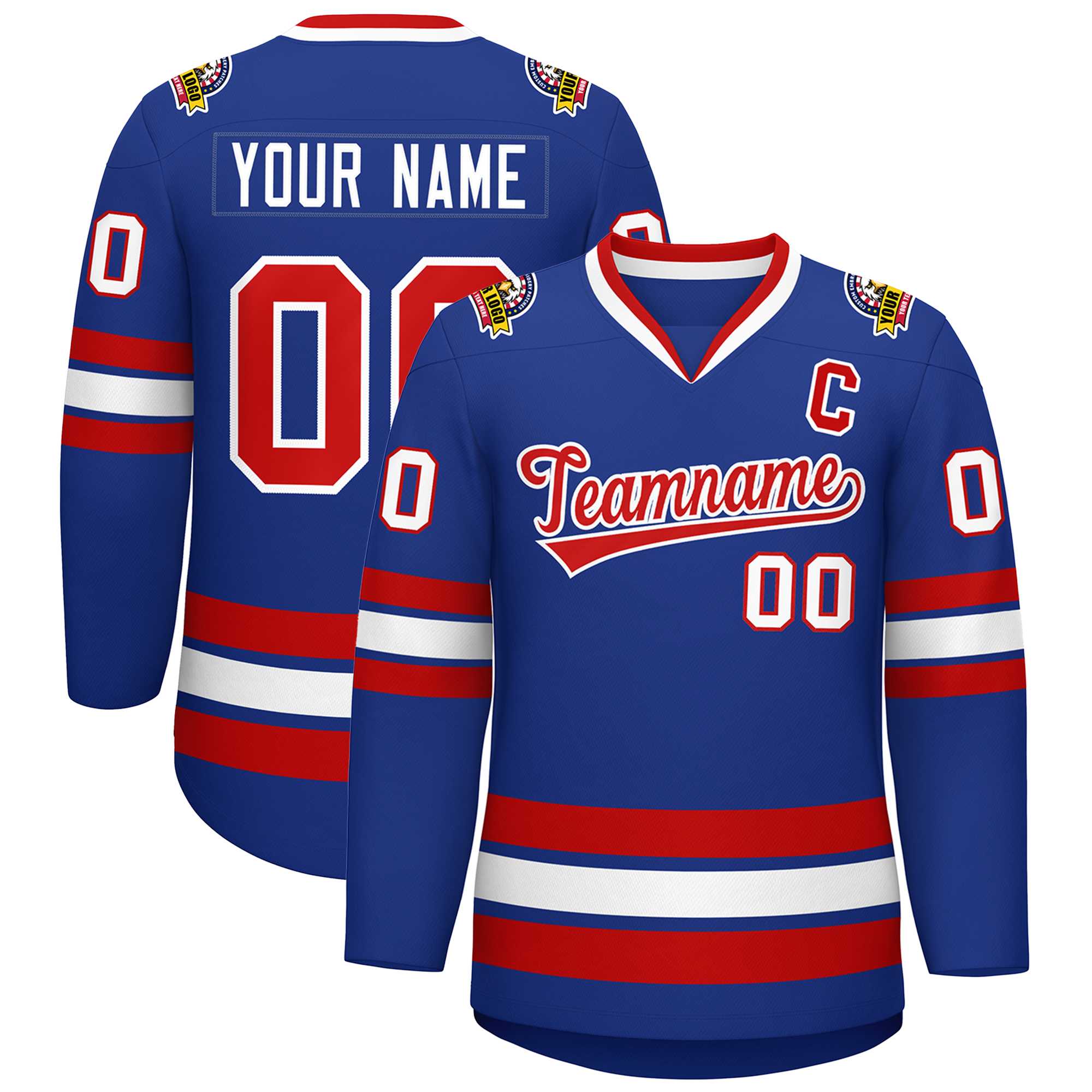 Custom Royal Red-White Classic Style Hockey Jersey