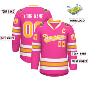 Maillot de hockey de style classique personnalisé en or rose et blanc