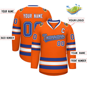 Custom Orange Royal White-Black Classic Style Hockey Jersey