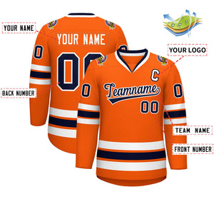 Custom Orange Navy-White Classic Style Hockey Jersey