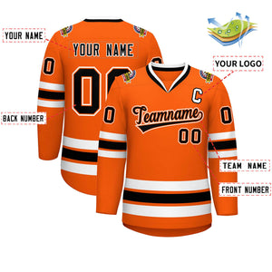 Maillot de hockey de style classique orange noir orange-blanc personnalisé