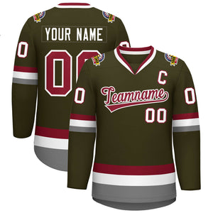 Maillot de hockey de style classique Olive Crimson-White personnalisé