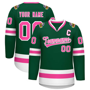 Maillot de hockey de style classique vert rose-blanc personnalisé