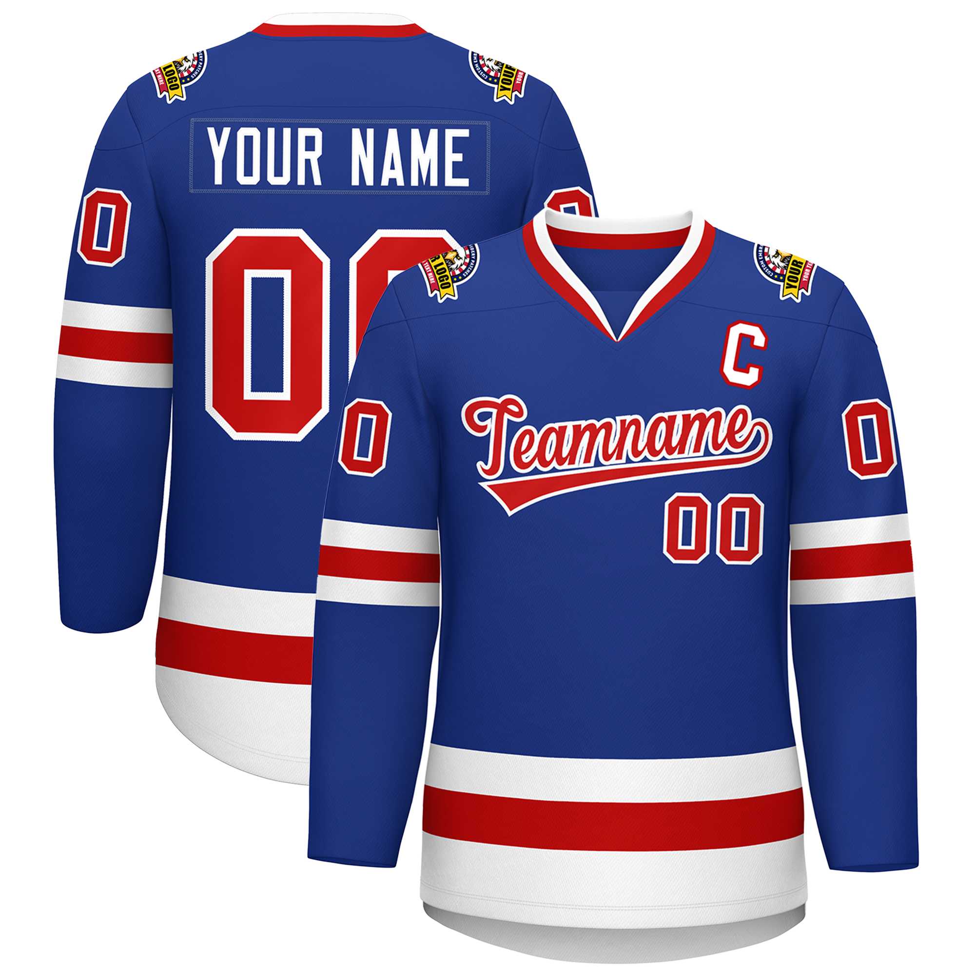 Custom Royal Red-White Classic Style Hockey Jersey