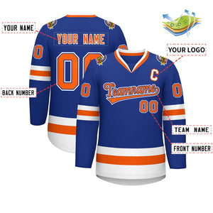 Maillot de hockey personnalisé de style classique Royal Orange Royal-White