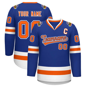 Maillot de hockey personnalisé de style classique Royal Orange Royal-White