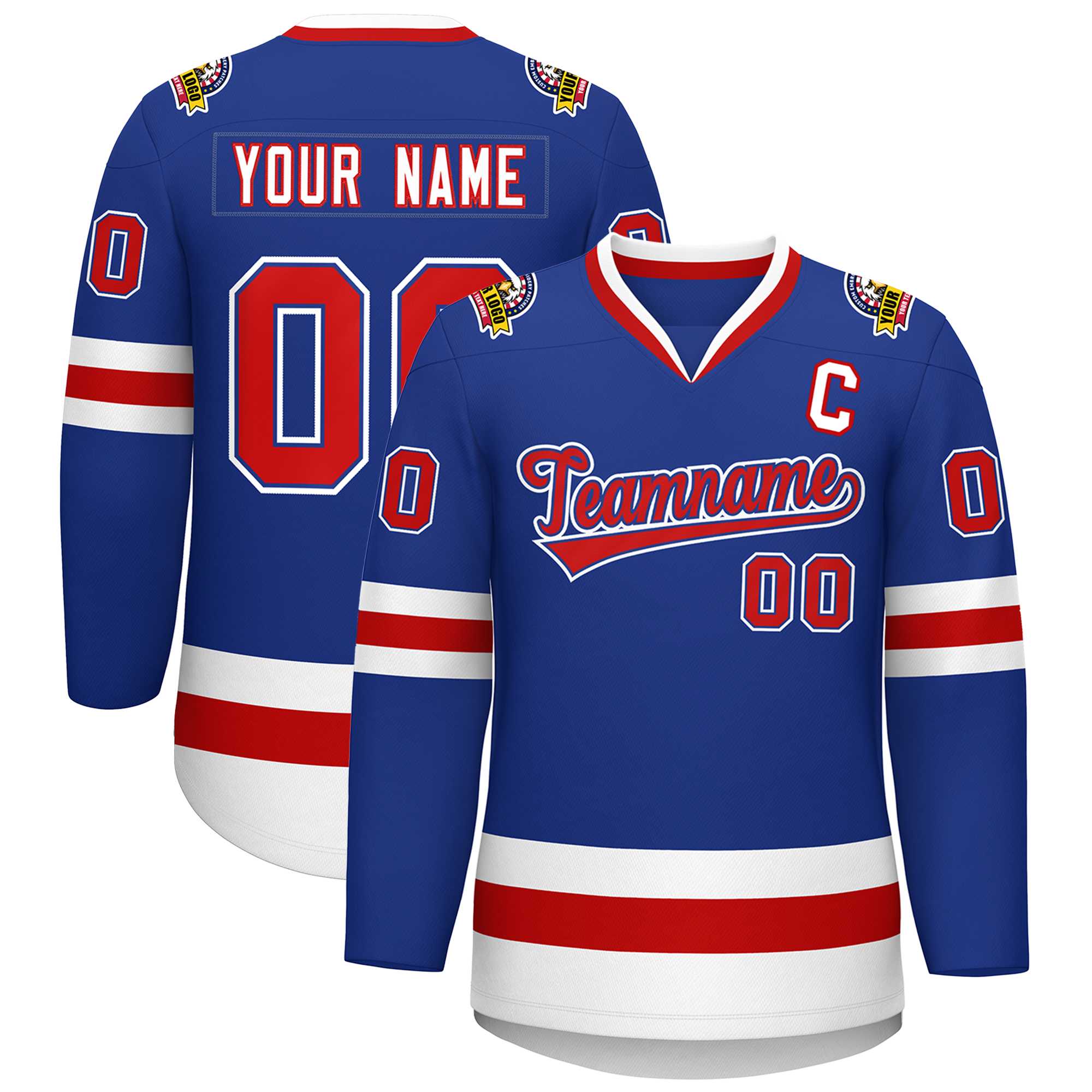 Maillot de hockey de style classique Royal Red Royal-White personnalisé