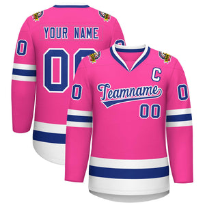 Maillot de hockey de style classique rose royal-blanc personnalisé