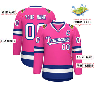 Maillot de hockey de style classique rose blanc-royal personnalisé