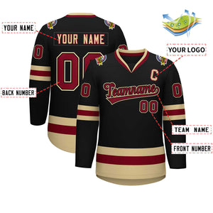 Custom Black Crimson-Black Classic Style Hockey Jersey