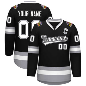 Custom Black White Black-Gray Classic Style Hockey Jersey