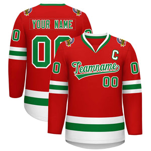 Maillot de hockey de style classique rouge Kelly vert-blanc personnalisé