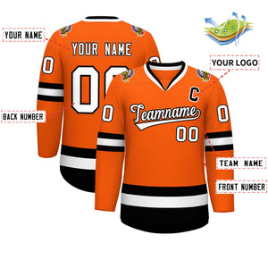 Maillot de hockey de style classique orange blanc-noir personnalisé