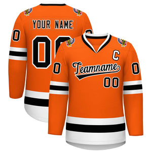 Custom Orange Black-White Classic Style Hockey Jersey