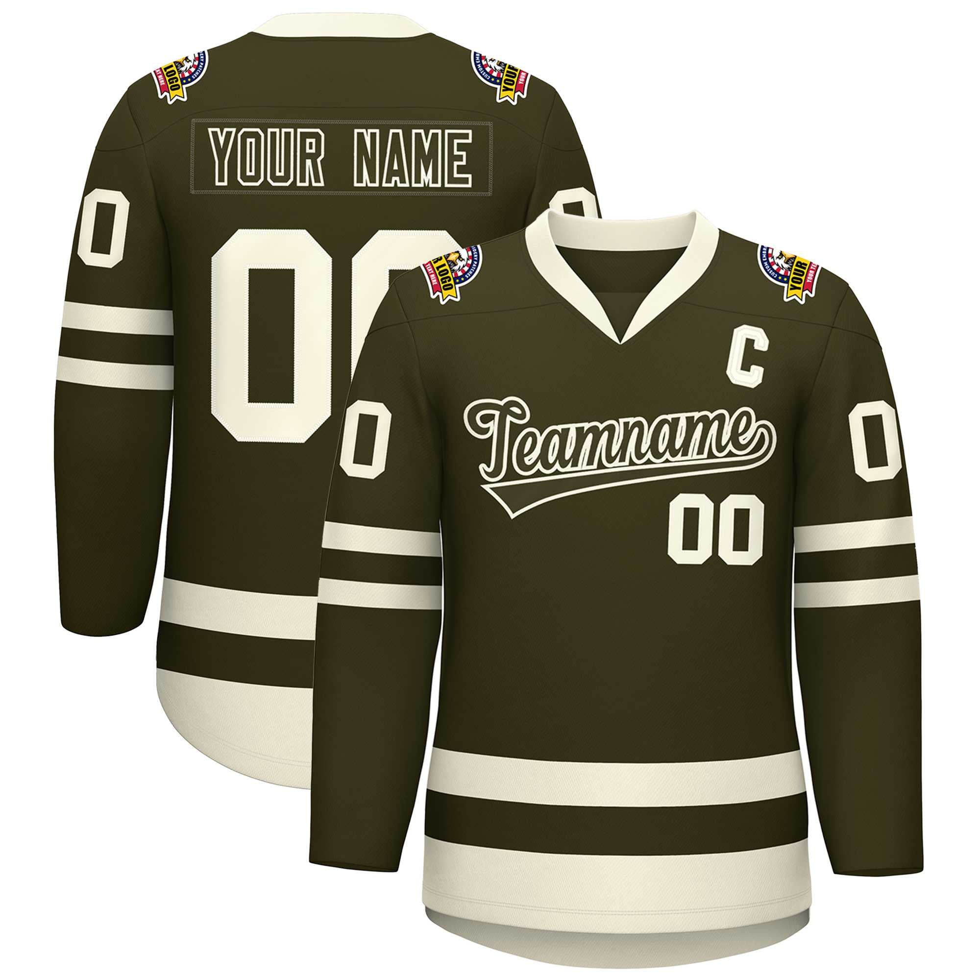 Custom Olive Olive-Khaki Classic Style Hockey Jersey