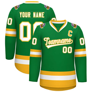 Maillot de hockey de style classique Kelly vert blanc-or personnalisé