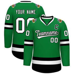 Maillot de hockey de style classique Kelly vert blanc-noir personnalisé