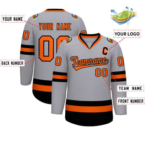 Custom Gray Orange-Black Classic Style Hockey Jersey