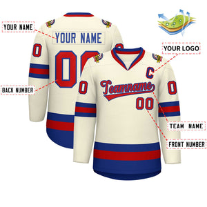 Custom Khaki Red-Royal Classic Style Hockey Jersey