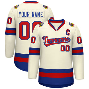 Custom Khaki Red-Royal Classic Style Hockey Jersey