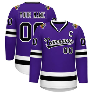 Maillot de hockey de style classique violet noir-blanc personnalisé