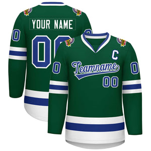 Maillot de hockey de style classique vert Royal-blanc personnalisé