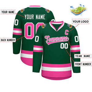 Maillot de hockey de style classique vert rose-blanc personnalisé