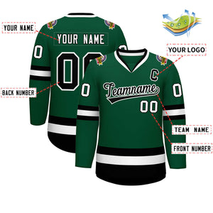 Custom Green Black-White Classic Style Hockey Jersey