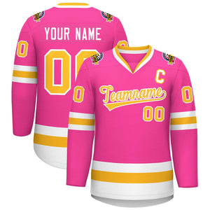 Maillot de hockey de style classique personnalisé en or rose et blanc