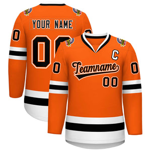 Custom Orange Black Orange-White Classic Style Hockey Jersey