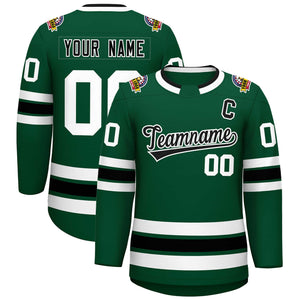 Maillot de hockey de style classique vert noir-blanc personnalisé