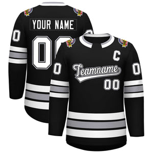 Custom Black White Black-Gray Classic Style Hockey Jersey