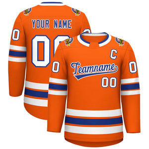 Maillot de hockey de style classique orange royal-blanc personnalisé