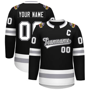 Custom Black White Black-Gray Classic Style Hockey Jersey