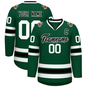 Maillot de hockey de style classique vert noir-blanc personnalisé