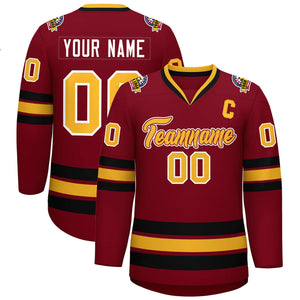 Maillot de hockey de style classique personnalisé Crimson Gold Crimson-White